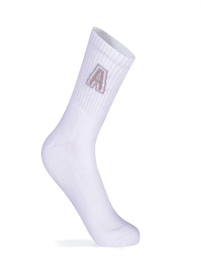 ANT21T Antrop Athletic Crew Socks, 4 Pairs, Letter Print, Quarter Length (US, Numeric, 9, 11, Regular, Regular, WHITE) - Image 4